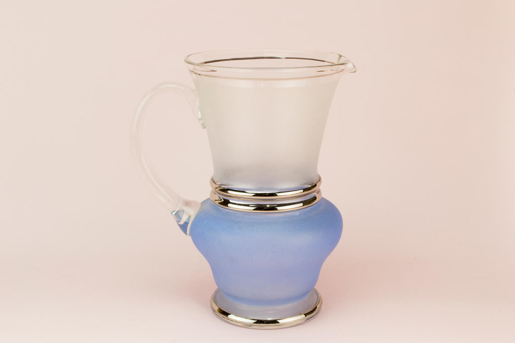 Blue Glass cocktail or water jug, English 1950s