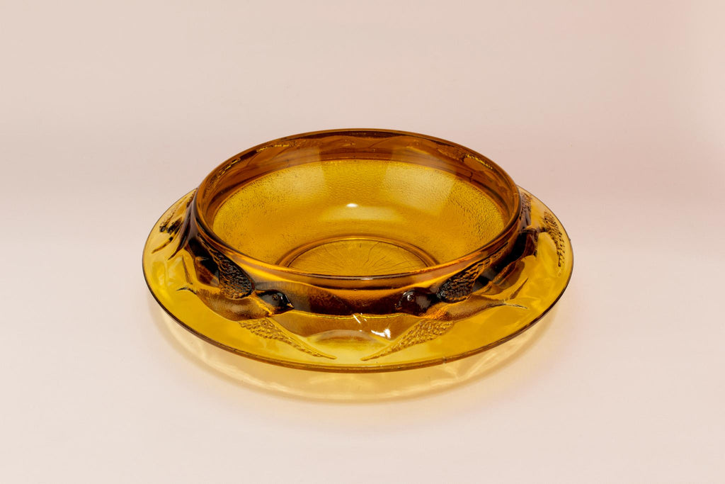 Art Deco Amber glass serving bowl, English 1930s
