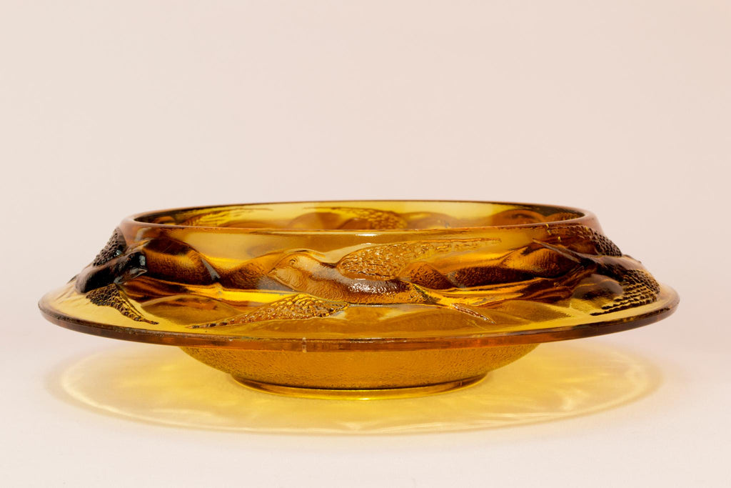 Art Deco Amber glass serving bowl, English 1930s