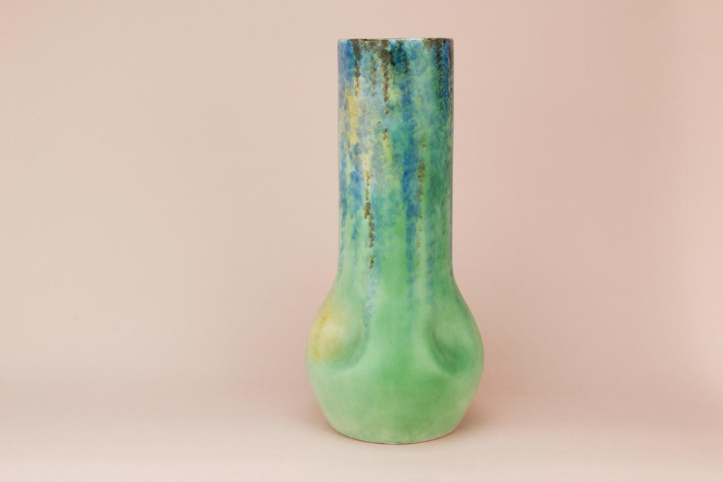 Art Deco mottled green vase, English 1930s