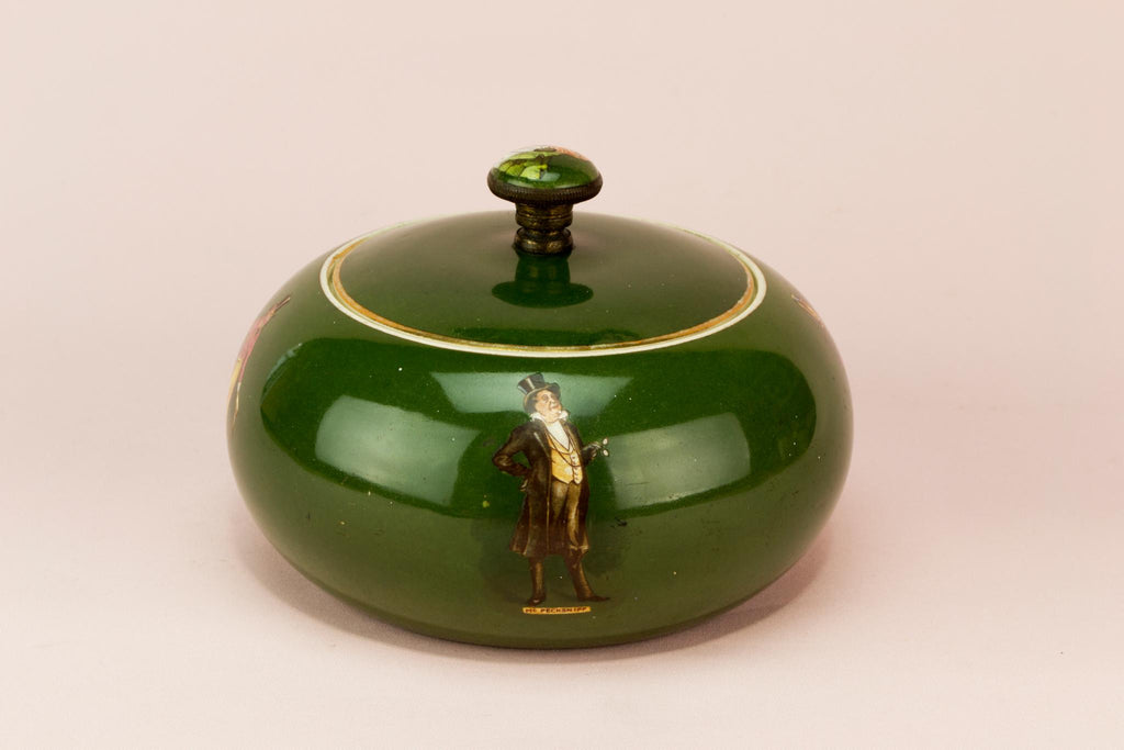 Dressing table ceramic box, English late 19th century