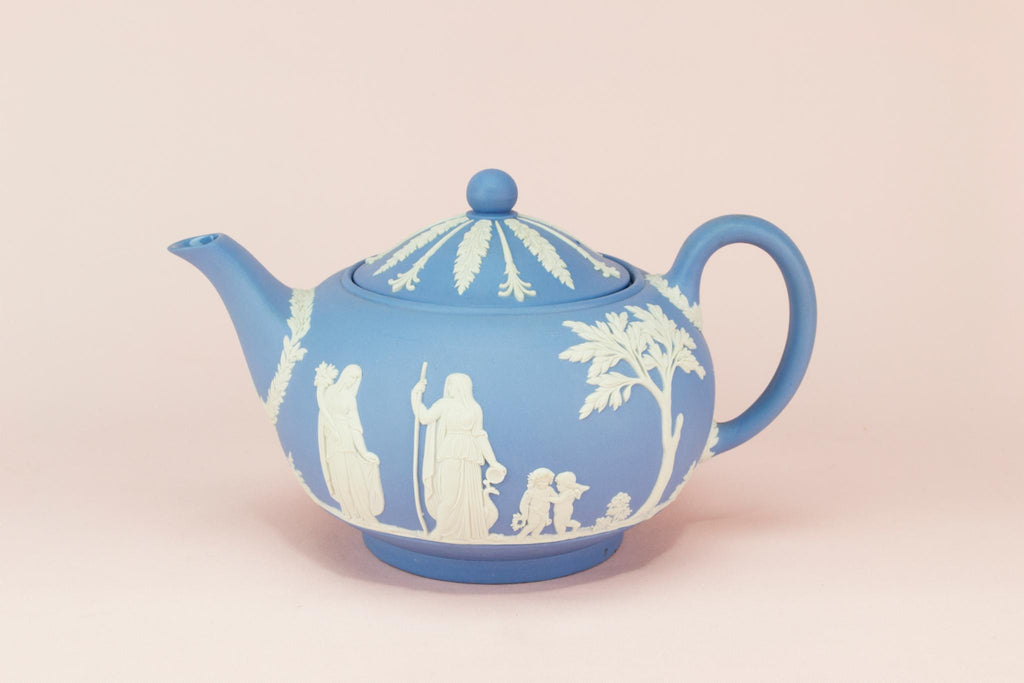Blue and White Jasperware teapot by Wedgwood