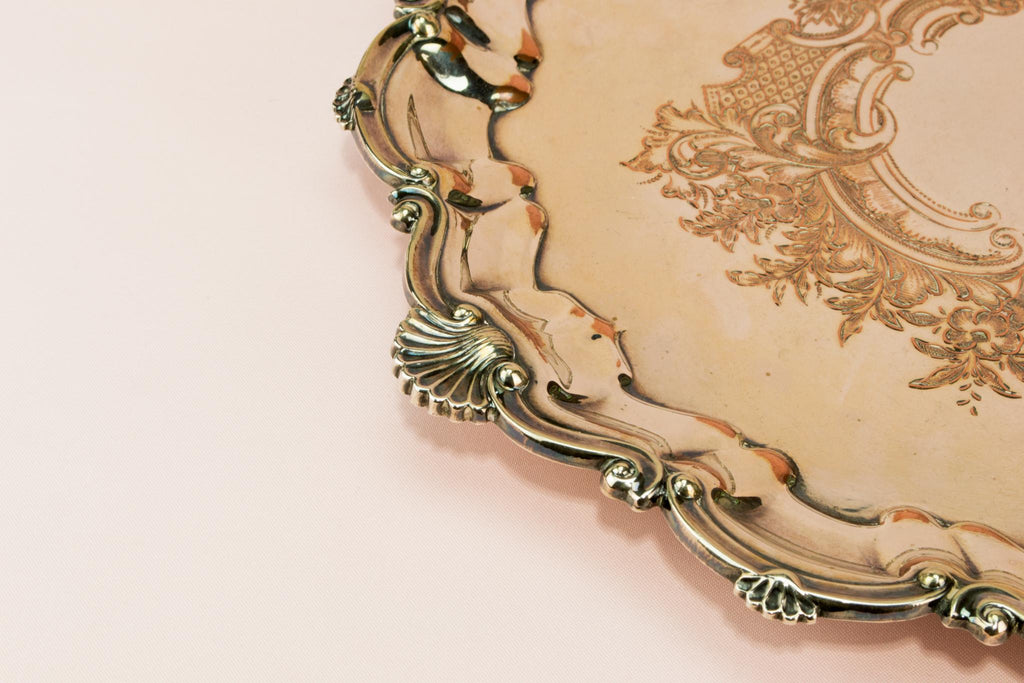 Silver plated drinks serving tray, English 1930s