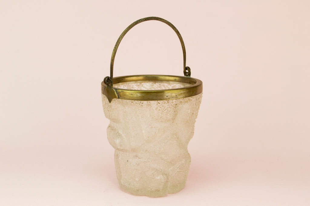 Frosted glass ice bucket, English early 1900s