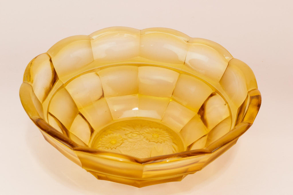 Art Deco Amber glass salad bowl, English circa 1930