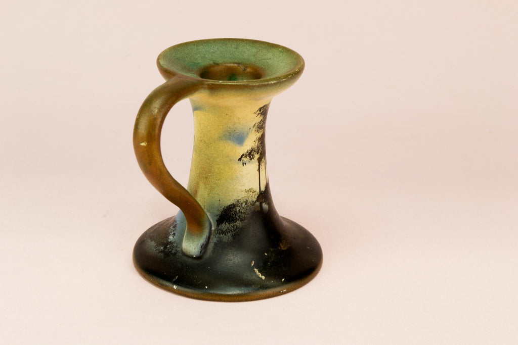 Small ceramic painted candlestick, English early 1900s