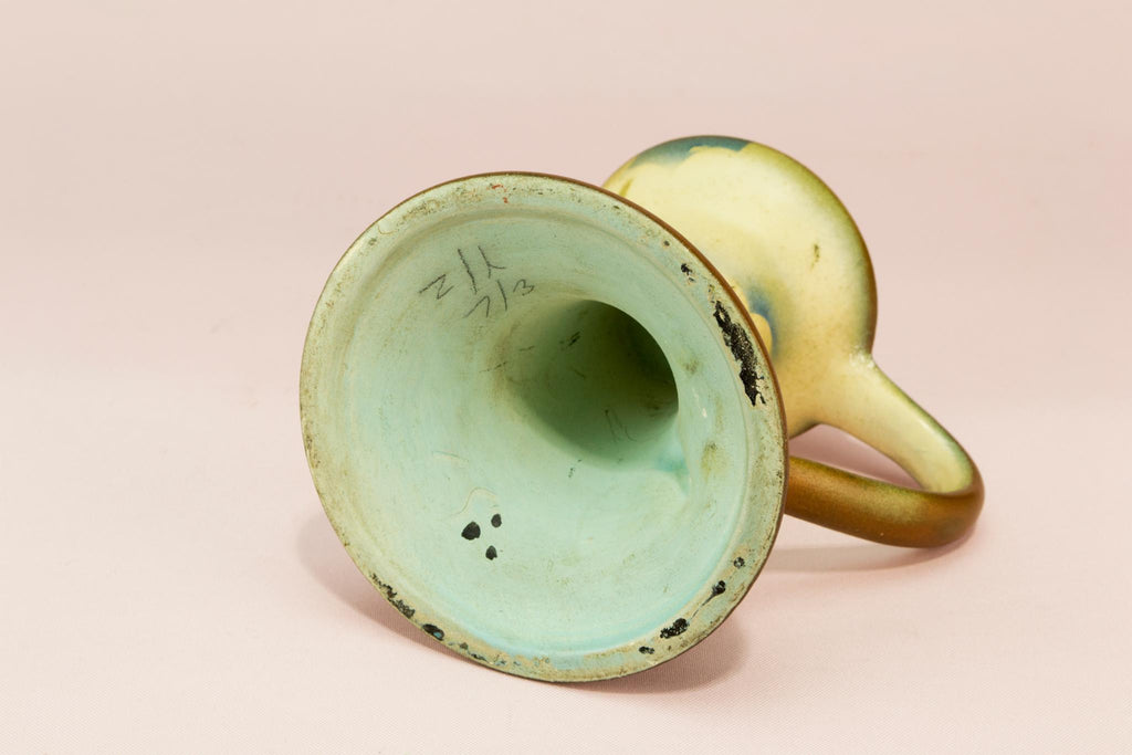 Small ceramic painted candlestick, English early 1900s
