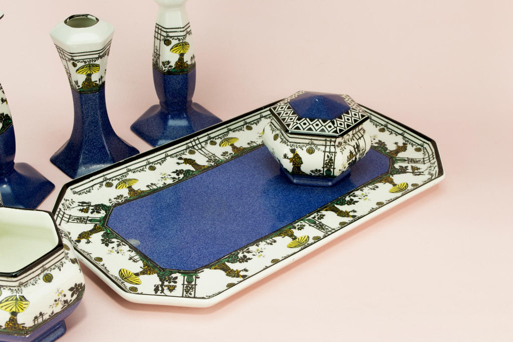 Dressing table blue set by Wedgwood, English circa 1910