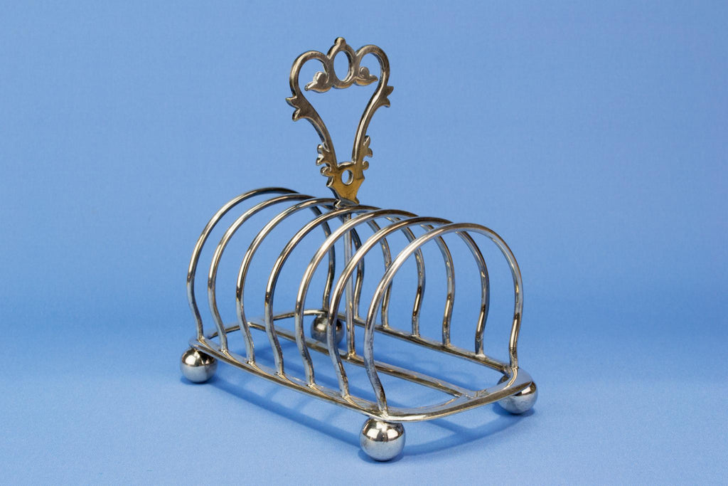 Walker & Hall silver plated toast rack, English 1890s