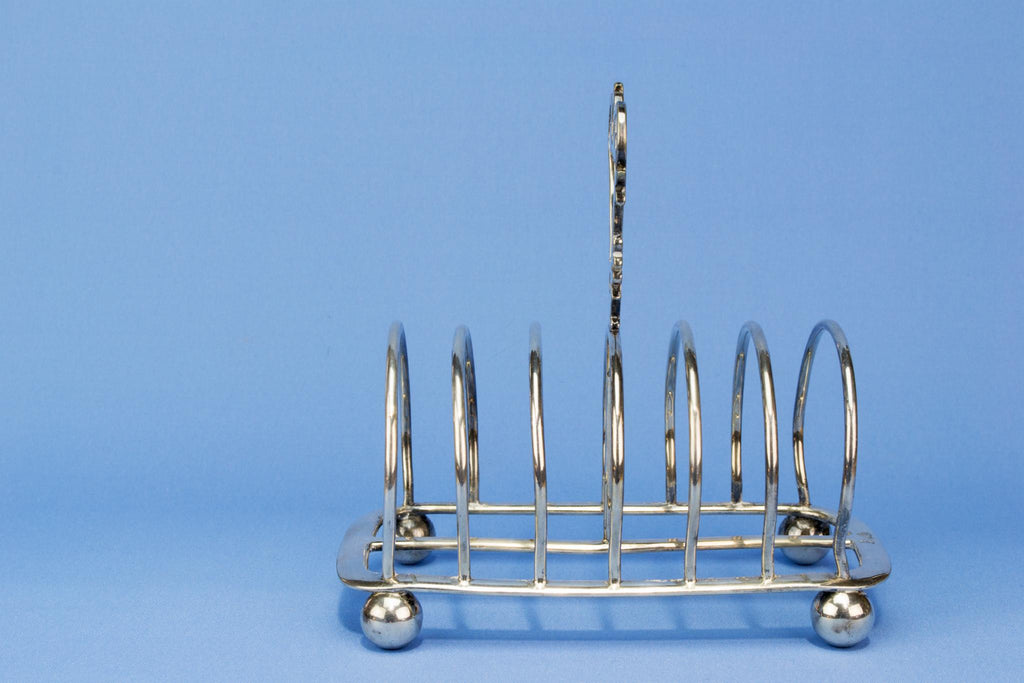 Walker & Hall silver plated toast rack, English 1890s