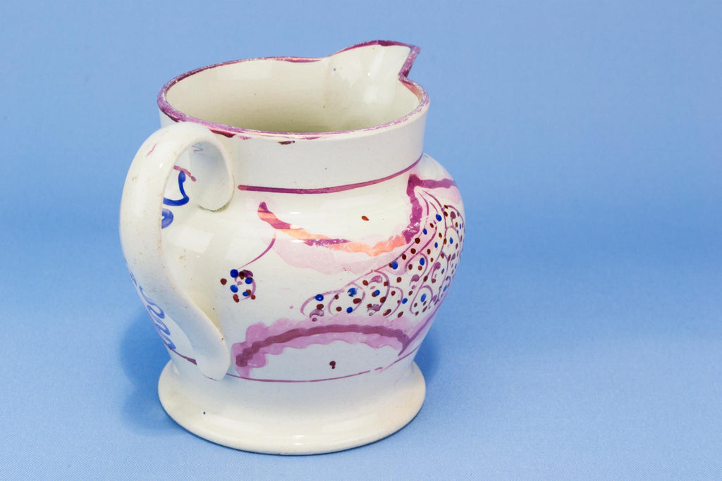 Pink Lustre jug, English 1830s