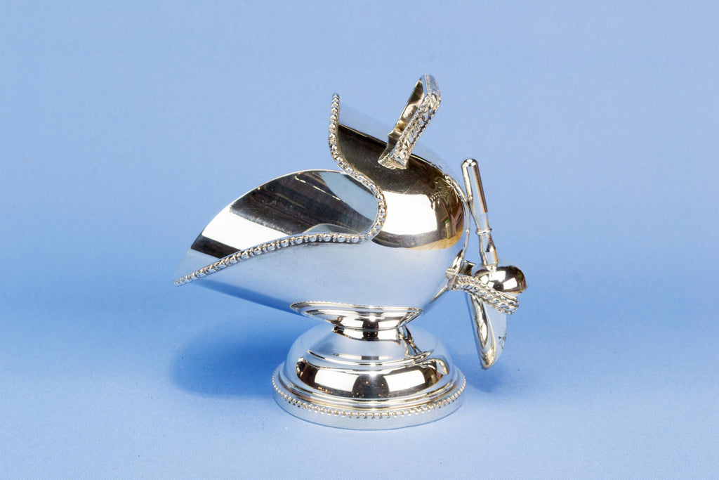 Silver plated sugar bowl and spoon