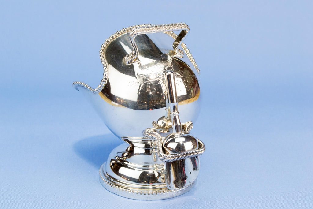 Silver plated sugar bowl and spoon