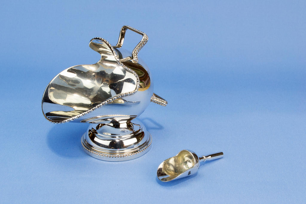 Silver plated sugar bowl and spoon