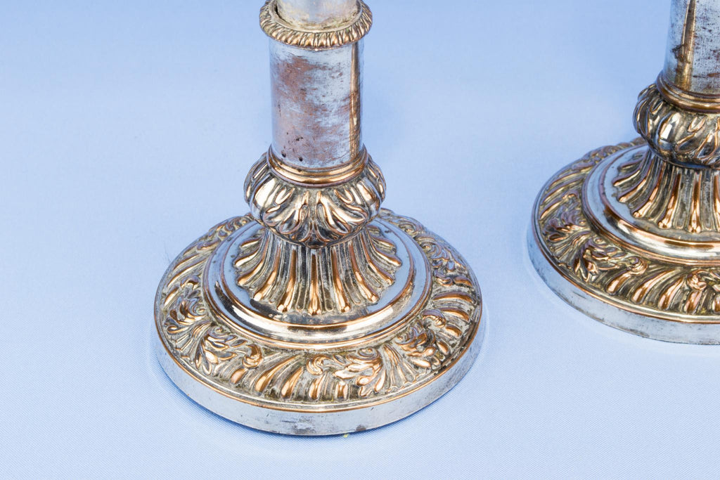 Two extendable silver plated candlesticks, English 19th century