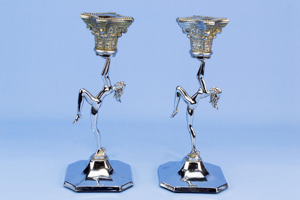 Art Deco candlesticks, English 1930s