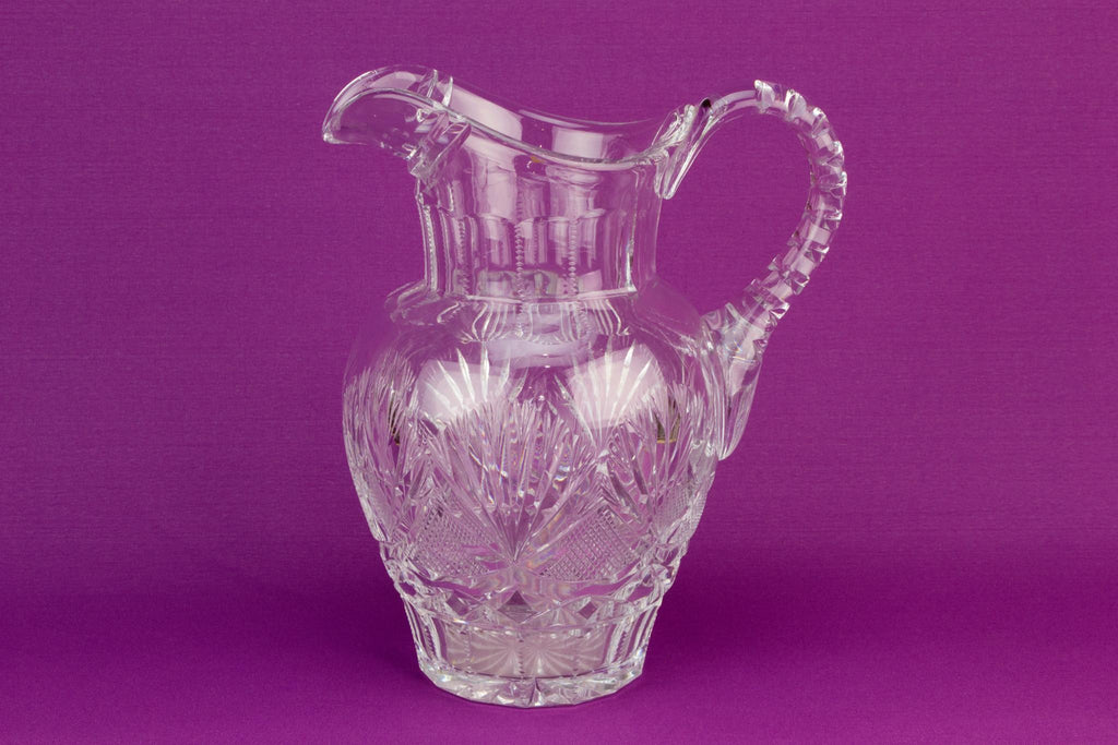 Heavy cut crystal glass jug