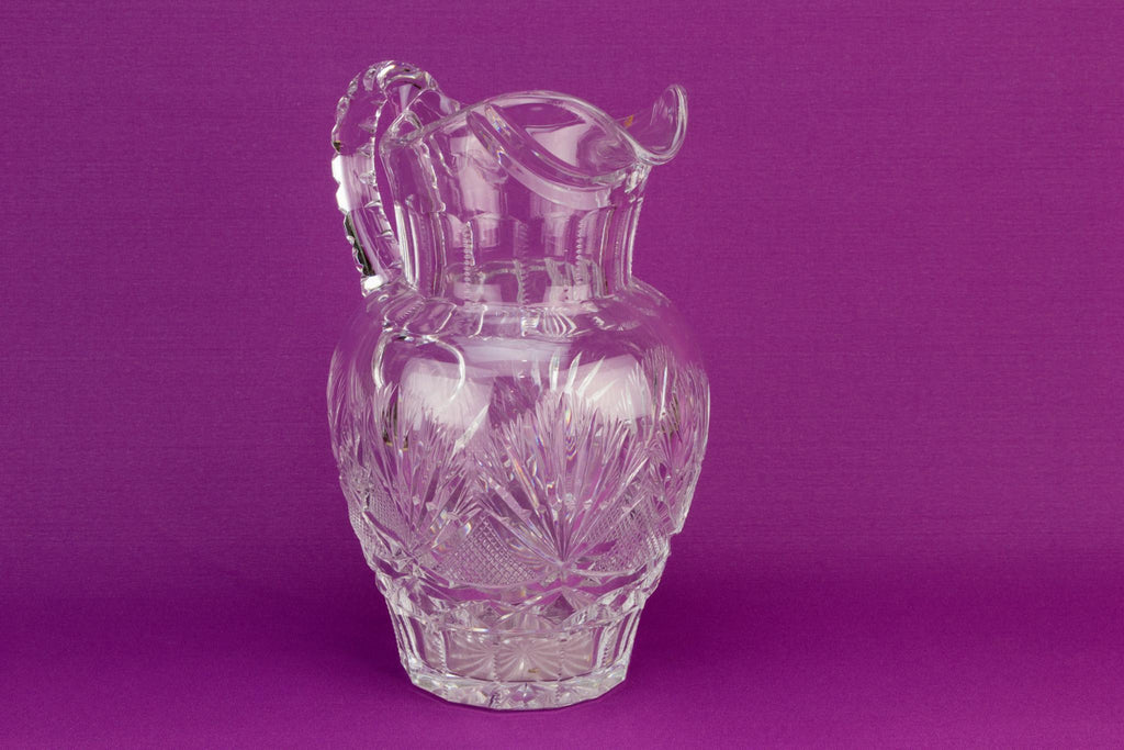 Heavy cut crystal glass jug