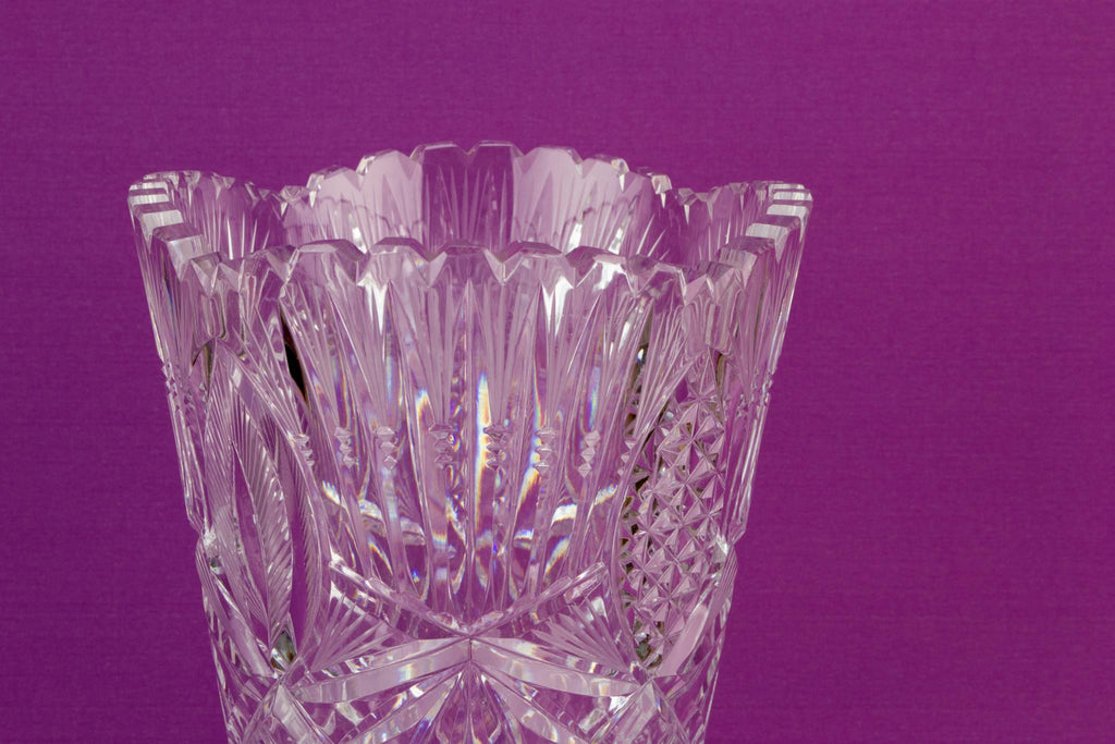 Cut crystal glass tapered vase