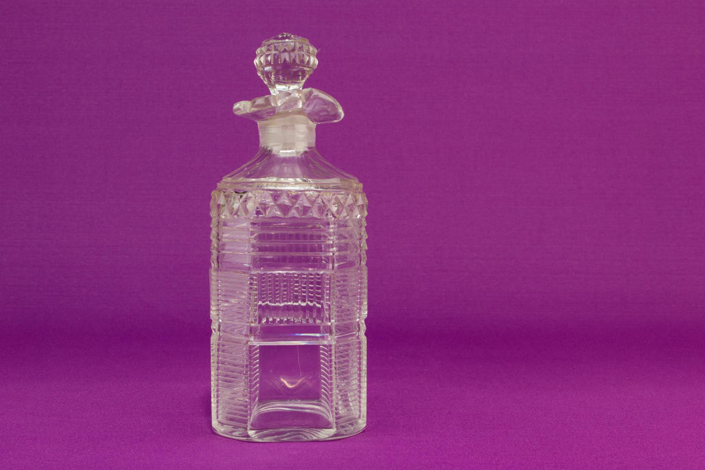 Small Ripple cut glass whisky decanter, English circa 1800