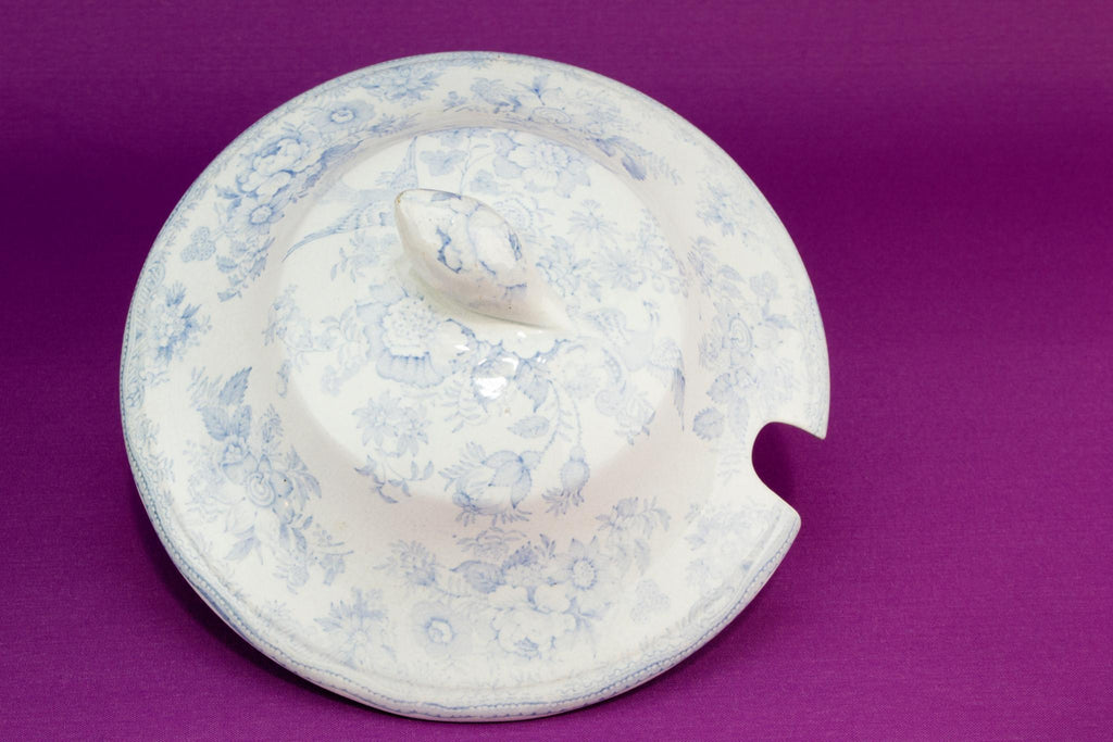Asiatic Pheasant blue and white tureen, English 1860s
