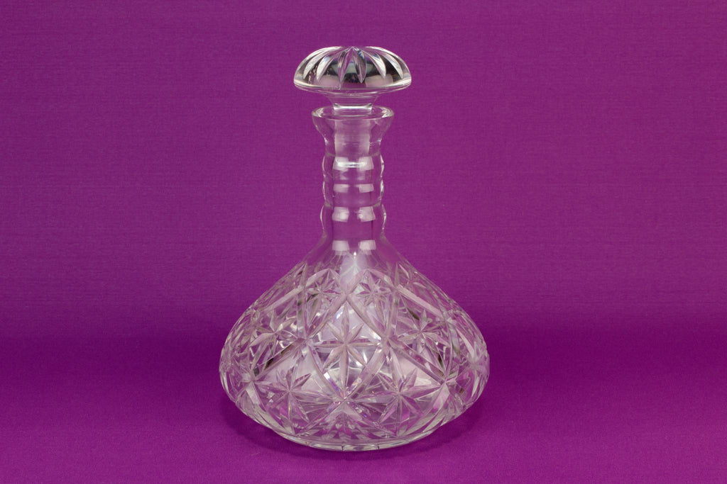 Cut glass pyramid wine decanter