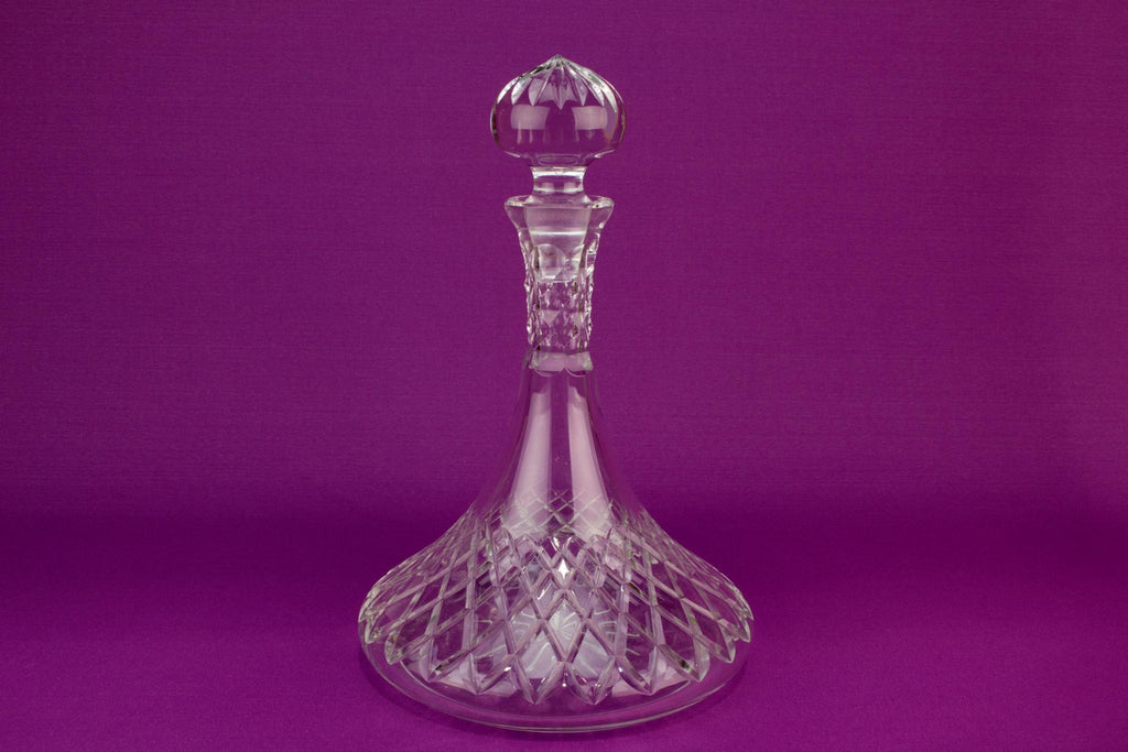 Large dessert wine ship decanter in cut glass