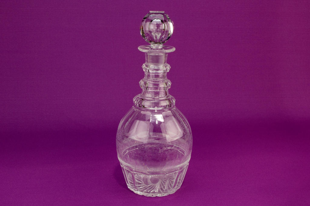 Cut glass barrel shaped decanter, English 1830s
