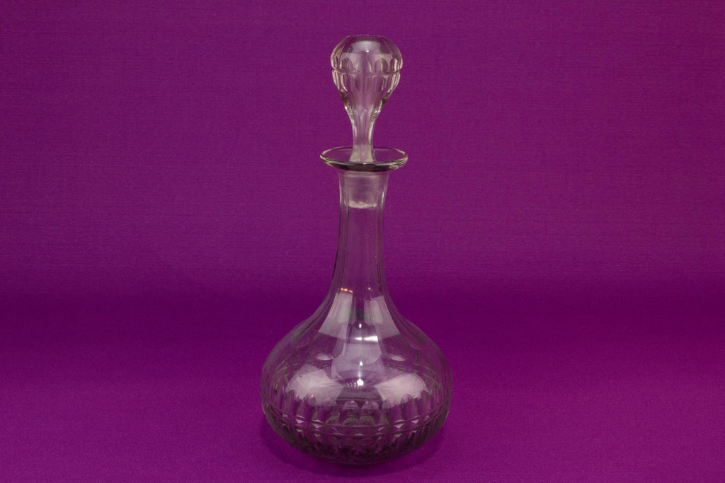Smokey glass panel cut decanter, English circa 1900