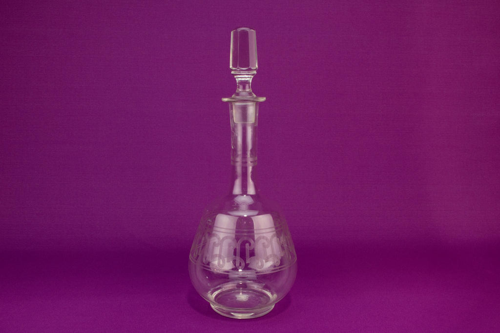 Large glass wine decanter, English early 1900s