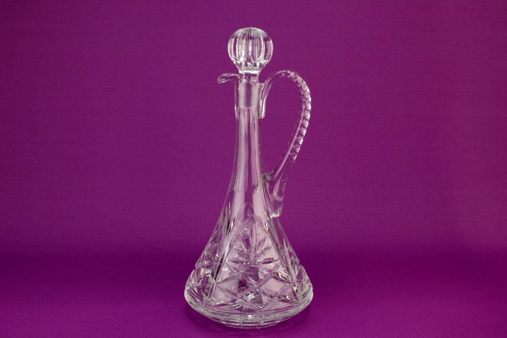 Cut crystal glass wine carafe, English late 20th century