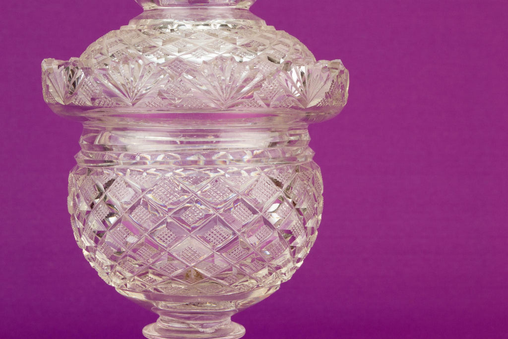 Cut glass serving bowl and lid, Irish 19th century