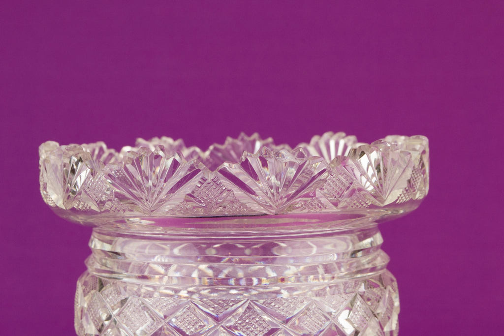 Cut glass serving bowl and lid, Irish 19th century