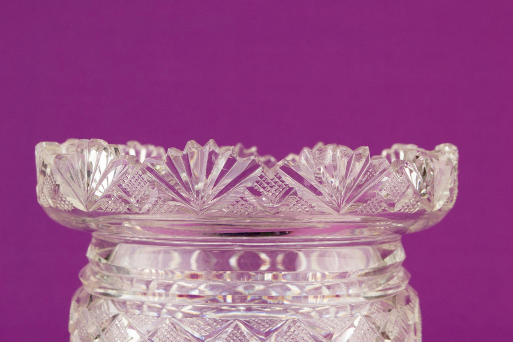 Cut glass serving bowl and lid, Irish 19th century