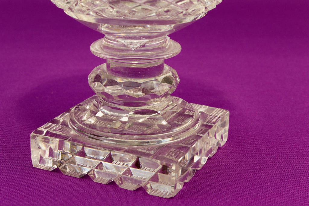 Cut glass serving bowl and lid, Irish 19th century