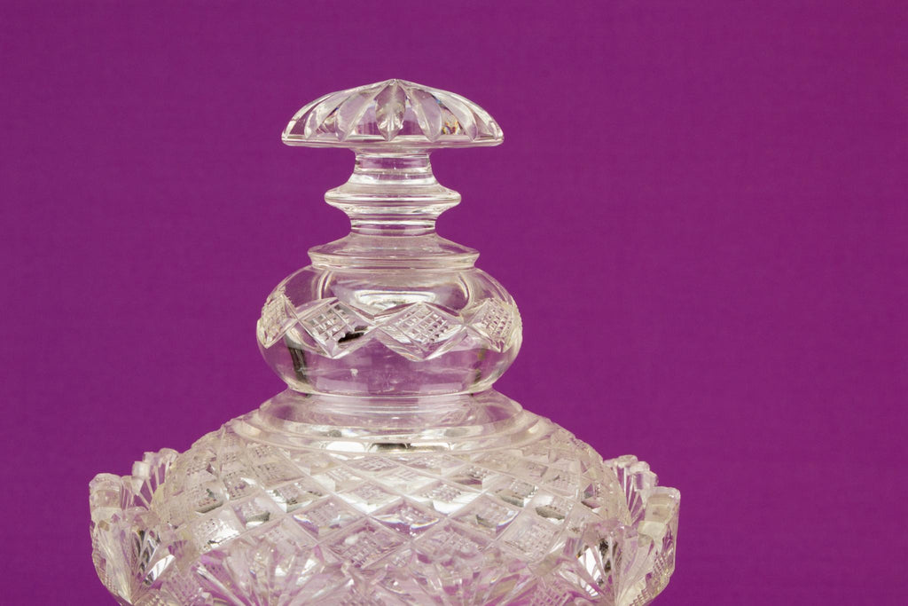 Cut glass serving bowl and lid, Irish 19th century