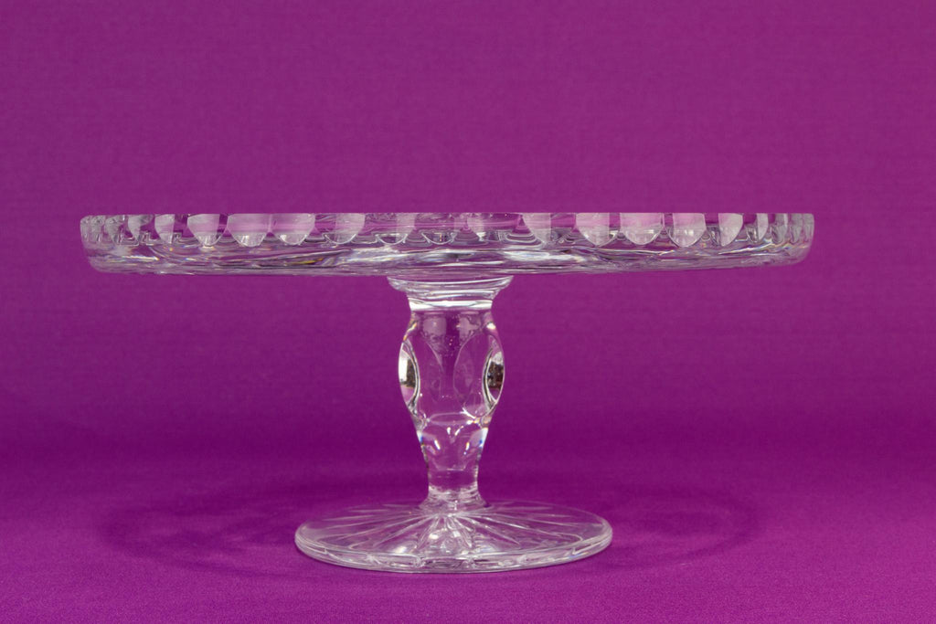 Cut glass cake stand, English mid 20th century