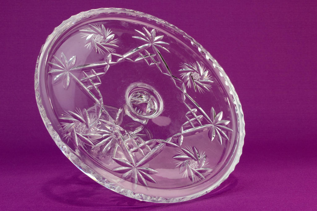 Cut glass cake stand, English mid 20th century