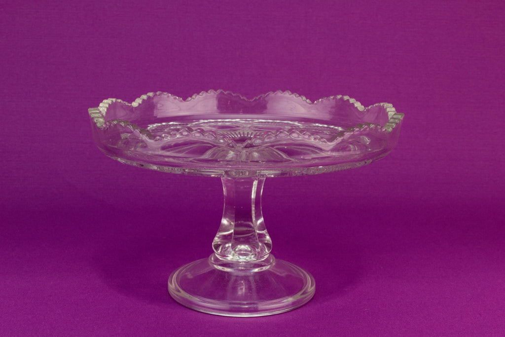 Pressed glass cake stand, English early 1900s
