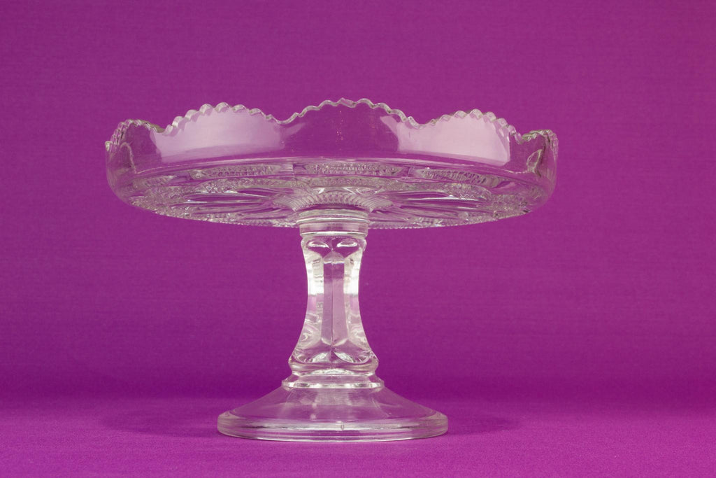 Pressed glass cake stand, English early 1900s