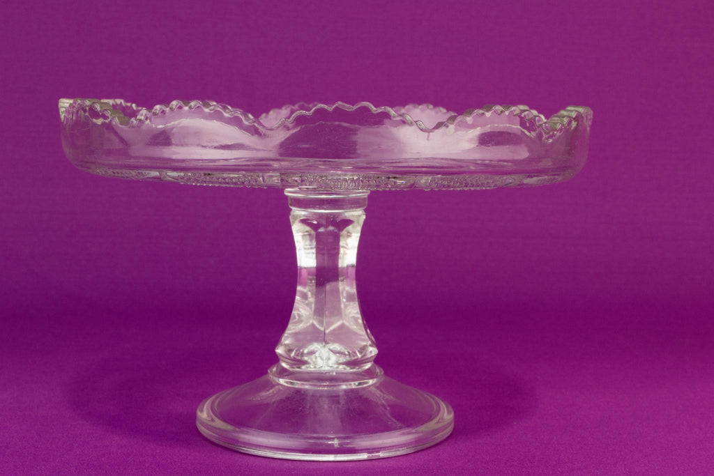 Pressed glass cake stand, English early 1900s
