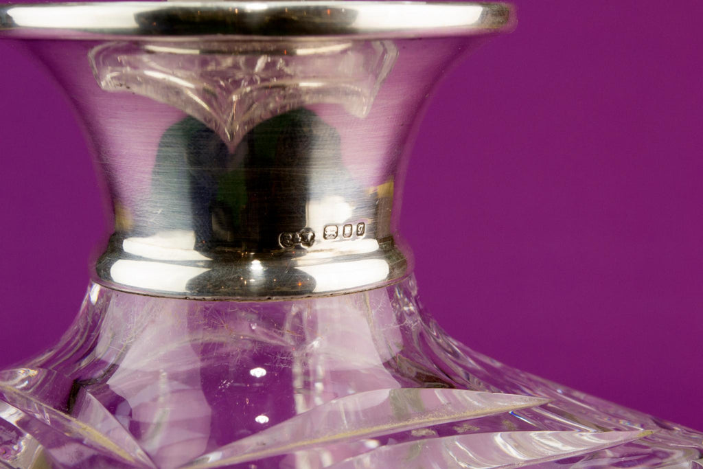 Sterling Silver Square whisky decanter, English 1983