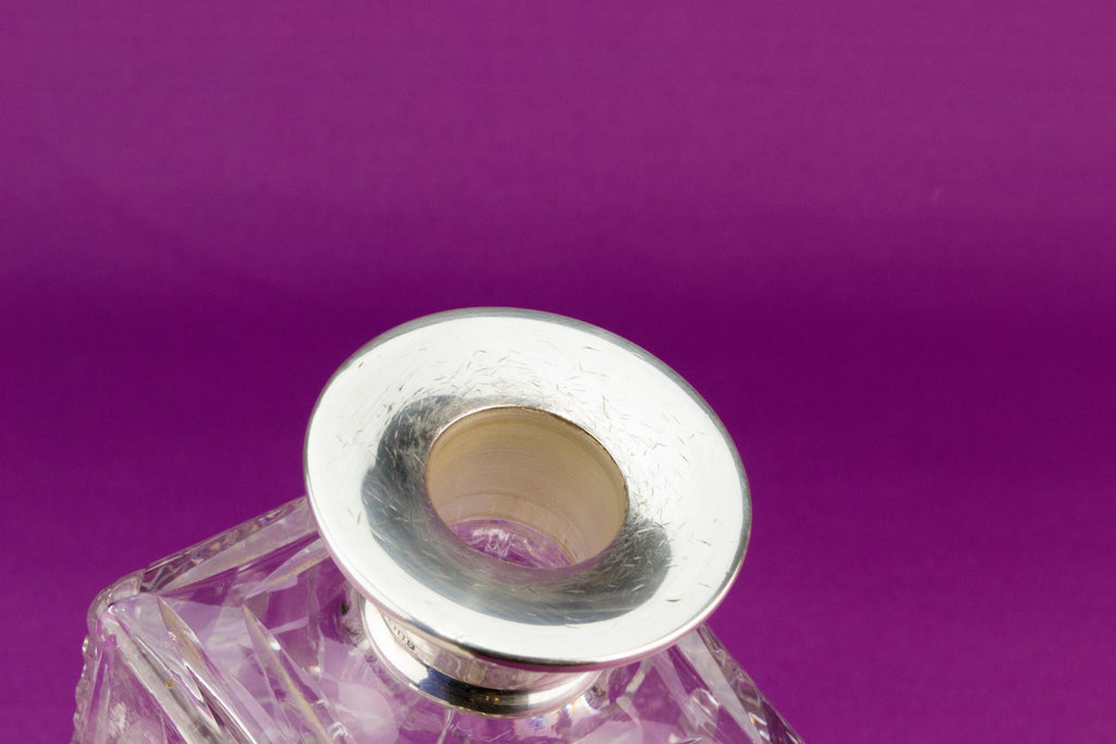 Sterling Silver Square whisky decanter, English 1983