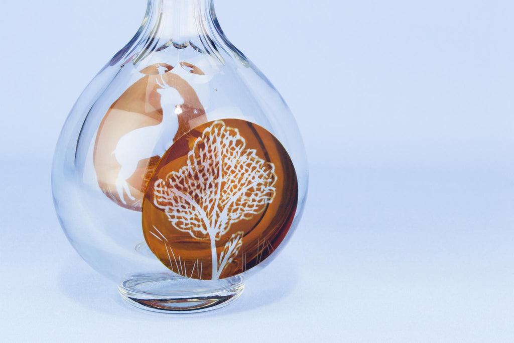 Amber glass decanter, German mid 20th century