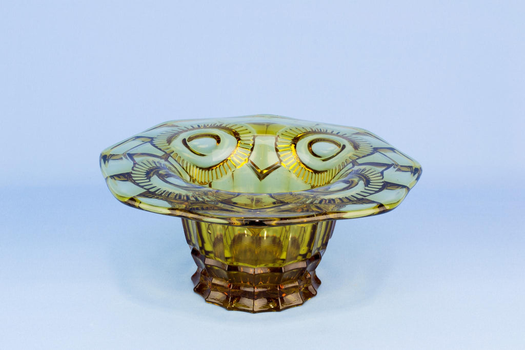 Art Deco amber glass bowl, English 1930s
