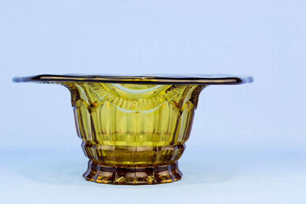 Art Deco amber glass bowl, English 1930s
