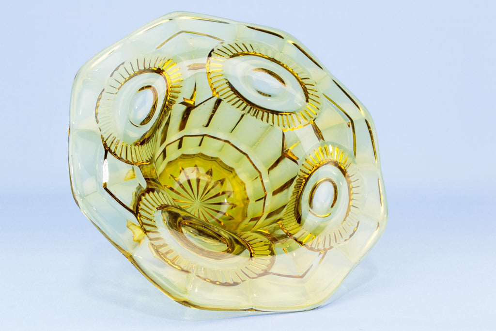 Art Deco amber glass bowl, English 1930s