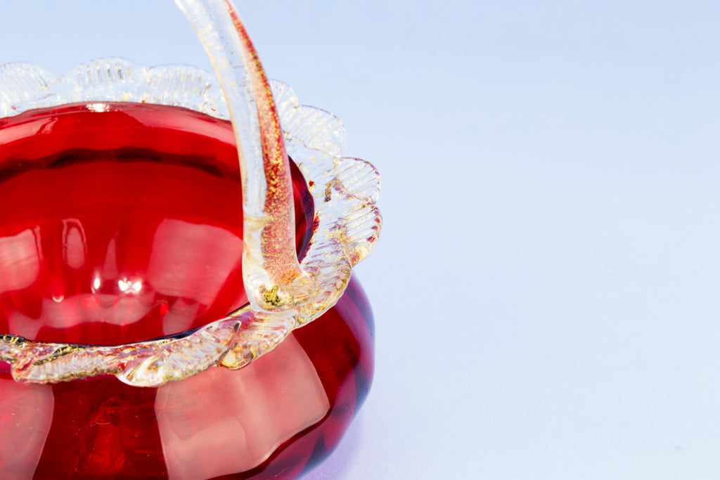 Ruby red glass sugar bowl, Italian 1950s