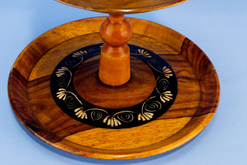 Three tier olive wood cake stand