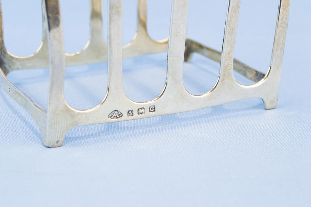 Sterling Silver Art Deco toast rack, English 1927